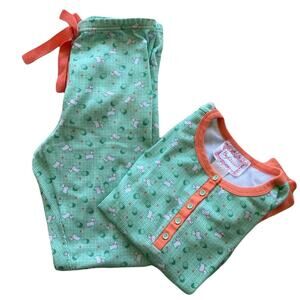 American Girl Beforever Kit's Scotty Dog Pajama set Size L 14/16 green/orange